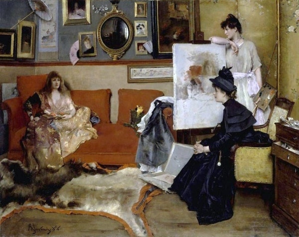 ART PRINT In The Studio originally painted by Alfred Stevens in 1888