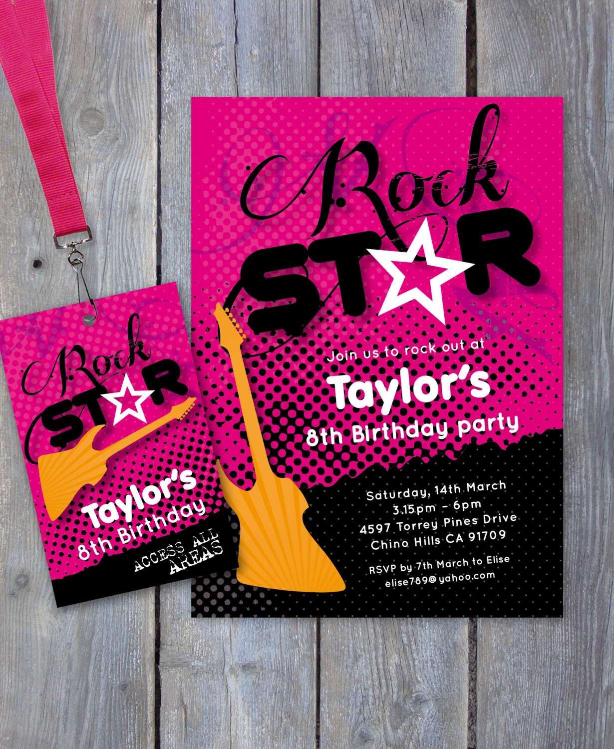 ROCK Star Party Printable Invitation & Backstage Pass Il_570xn