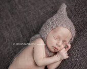 Ready to Ship - Newborn Pixie Mohair Bonnet - Lace - Vintage - Photography Prop