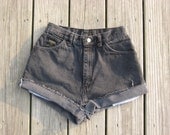 Vintage Wrangler faded black high waisted cuffed cutoffs size 8