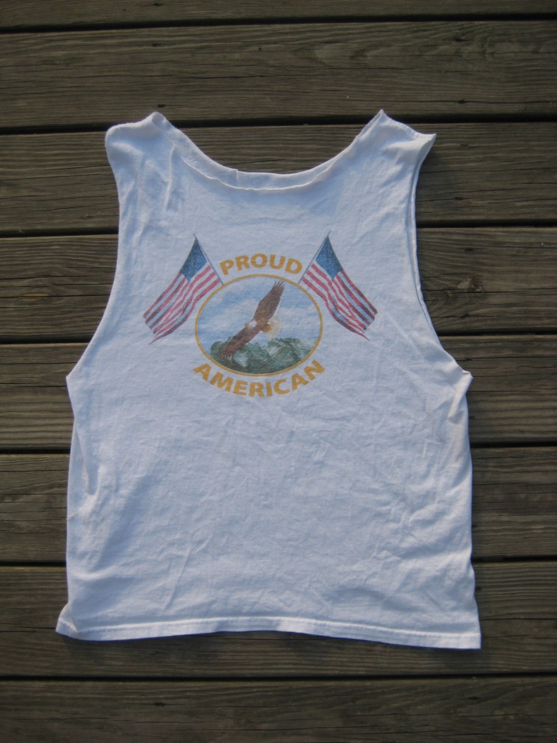 Vintage Proud American oversized sleeveless t-shirt size Large