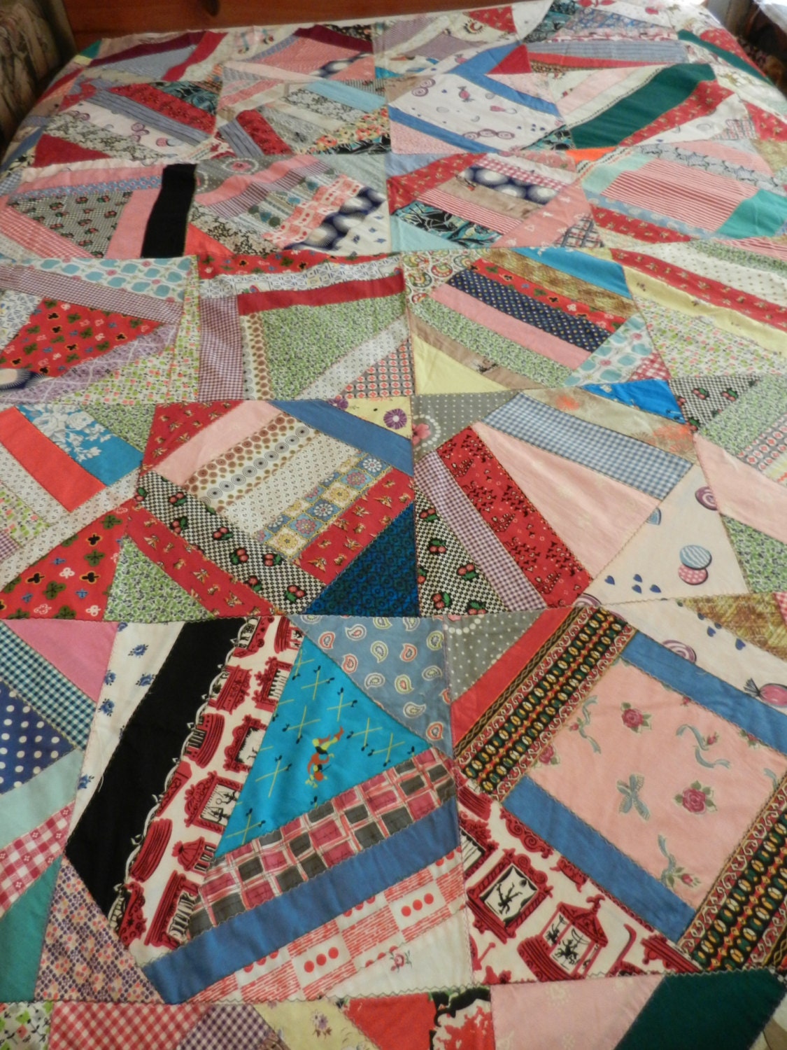 Vintage Crazy Quilt TOP, For You to Finish c 1960's 83" x 94.5"