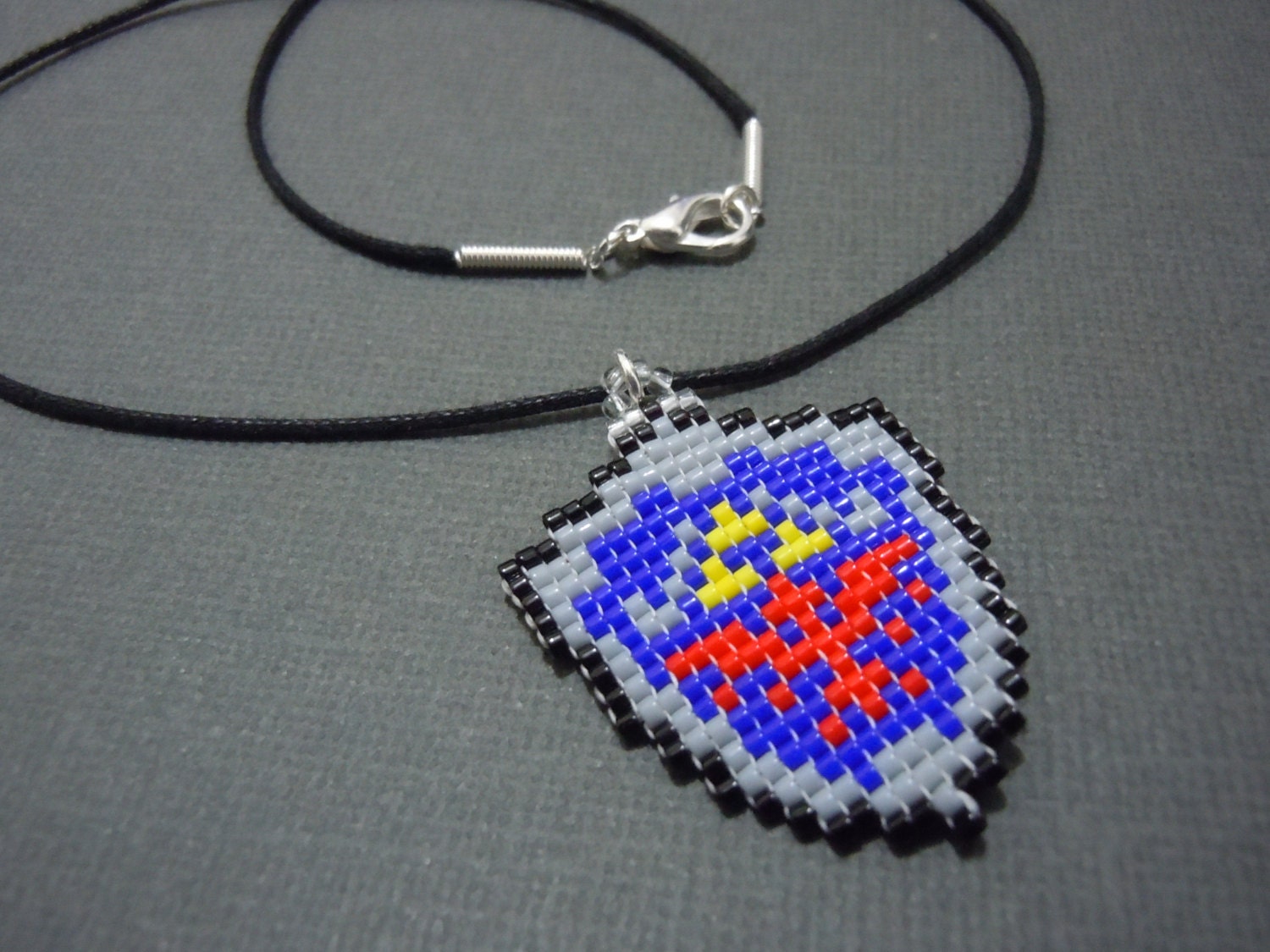 Handmade Seed Bead Hylian Shield Necklace