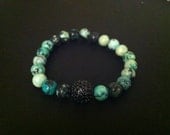Green Jasper and Pave Bead Stretch Bracelet