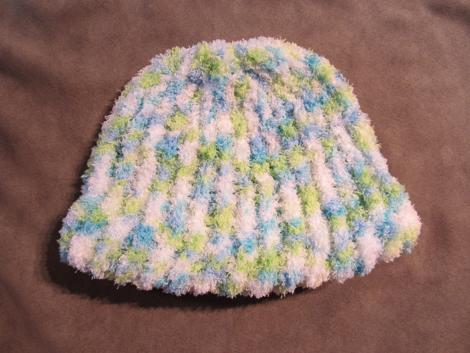 Handmade Unisex, Childrens, Hand Knit, Bernat Yarn, Pips Squeak Hat. Multi Color, CUSTOM MADE