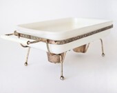 Fire King Casserole Dish with Warming Stand Mid Century Kitchen
