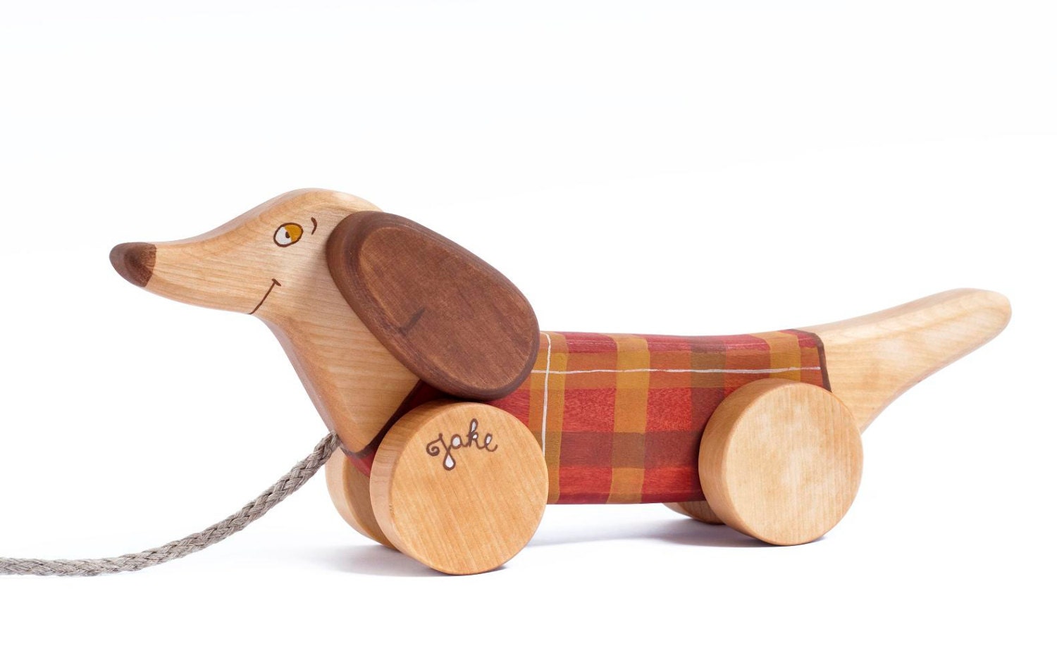 Personalized Wooden Red Dog eco-friendly pull along kids toy