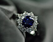 Sapphire & Diamond Vintage Cluster Engagement Ring
