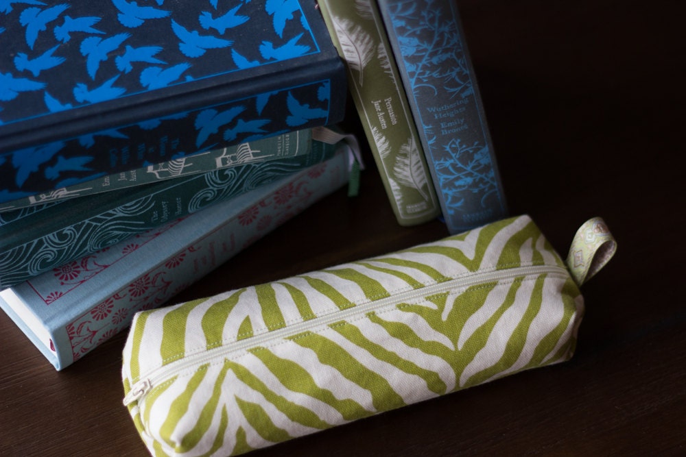 Zippered pencil case pouch in zebra print