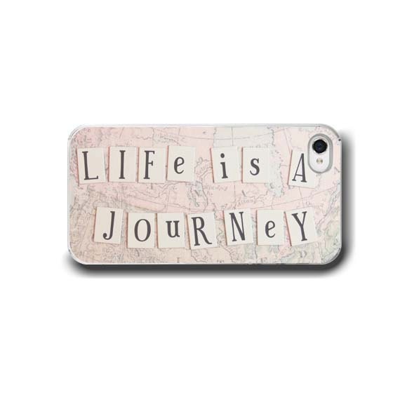 Life is a Journey, iPhone 5 4 4s Case, iPhone 4, Pastel Pink, Typography, Travel, Cell Phone Case, Accessory for iPhone