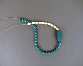 Wooden  Necklace-Teal -Natural
