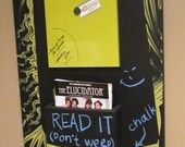 ON SALE Verticle Magazine Organizer Chalkboard with Magnetic DryErase Board and Chalk Ledge and Hooks