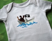 SALE Pirate bunny embroidered baby onesie 0-3 months