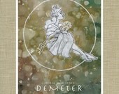 Greek and Roman Gods Demeter and Ceres Goddes of the Harvest - Olympians Art Print 11 x 14