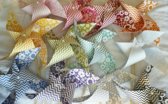 Large Spinning Pinwheels in Chevron and Floral- Set of Six- Any Color