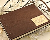 New Vintage Wedding Guestbook made of Suede  - Personalized Monogram -  Coptic Stitch Binding