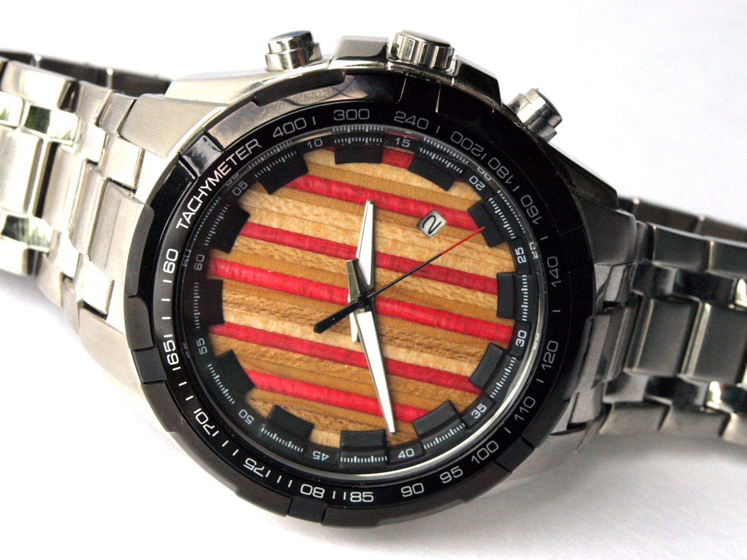 Pink Watch. Recycled Skateboards. Skate Art (042245)