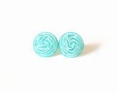 mint earring studs, post earrings, pastel mint, frost, rose earrings, geometric, womens jewelry, button earrings