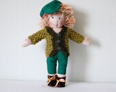 Cloth doll. Waldorf boy doll. Green. Moss Green. Cloth boy. Spring boy. Stuffed Doll.  Fabric doll. Rag doll.Soft doll. Plush toy.