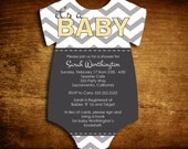 Set of 25 Onesie Die Cut Gender Neutral Baby Shower Invitations