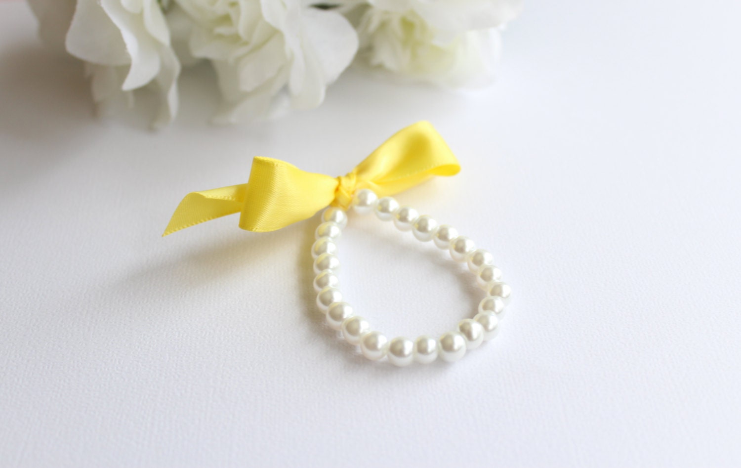 Flower Girl Gift, Jr Bridesmaid, Custom Colors, 1st Pearls, Girls Party Favor, Birthday, Sunbeam Yellow Lemon --FREE Gift Packaging