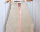 Vintage Grain Sack Apron Adjustable Red Stripes special order for Elizabeth