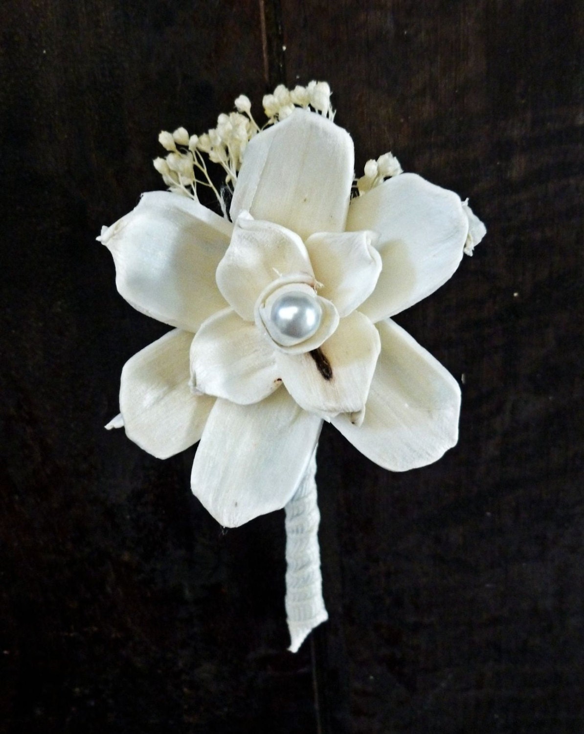 Ivory Boutonniere- Made to Order Groom, Groomsmen, Sola Flower, Wedding, Wedding Flowers, Shabby Chic Wedding, Rustic Wedding
