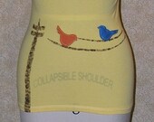 T shirt Birds on a Wire Yellow T shirt Teen Medium sized Cotton with Appliques