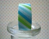 Japanese Washi Tape - Lime Green, Aqua, Blue Paper Tape - Striped Washi Tape
