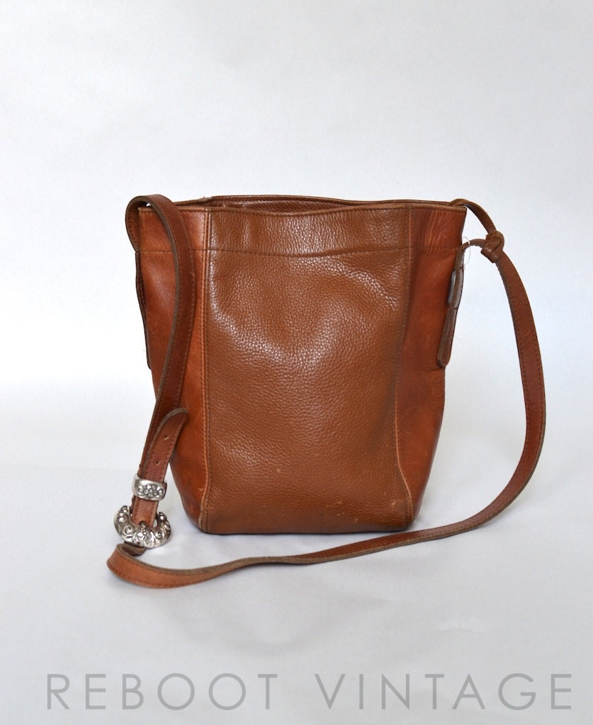 Vintage Brown Leather Shoulder Bag - 80s