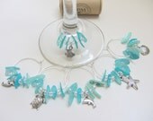 Beach Wine Charms - Turquoise Wine Charms
