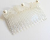 Beach Sea Glass Hair Combs with Pearl Embellishments
