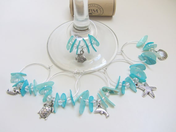 Beach Wine Charms - Turquoise Wine Charms