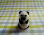 Miniature Panda Bear Soft Sculpture Needle Felted Zoo Jungle Animal Black White Gift Ooak Cute Figure Figurine Small