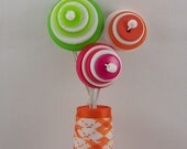 Tropical Lime Green, Orange and Pink Button Boutonniere