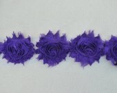 SALE...Shabby Chiffon Rose Trim, Grape, 1 yard