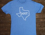 Texas Beer T-Shirt - Antique Blue Tri-Blend