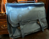 vintage luggage ... new old Leather Navy VINTAGE MESSENGER BRIEFCASE Bag  ...