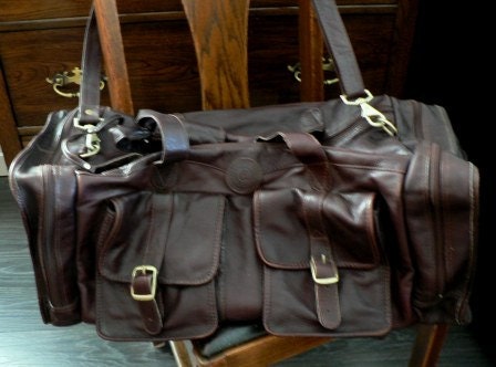 vintage luggage ... QUEROS Vintage leather large DUFFEL BAG suitcase ...