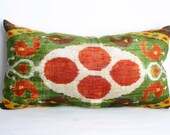 Yuner-Silk Velvet Ikat Pillow Cover-Decorative Handmade Pillow Case , 27.6X15 inches