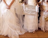 Burlap Here Comes The Bride Banner Rustic Wedding Sign Ruffled blog