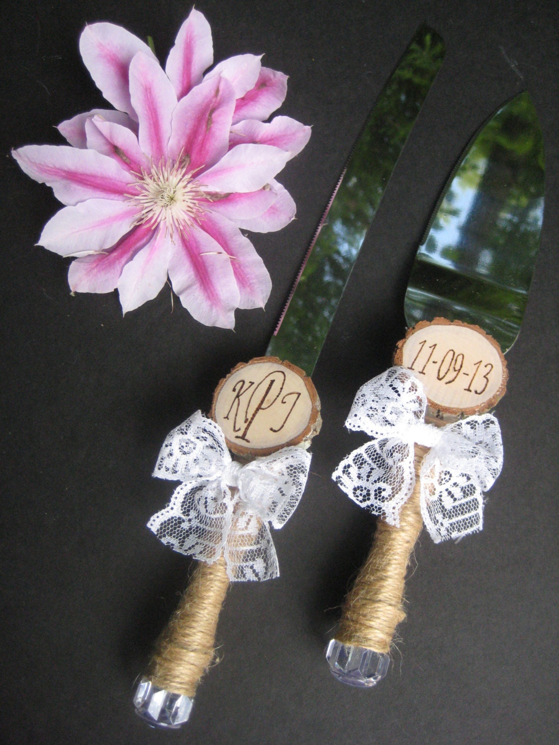 Rustic Wedding Cake Knife and Server Personalized