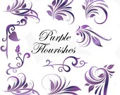 Clip Art:  Purple Flourishes Swirl  Embellishments   Transparent Png  Files 151