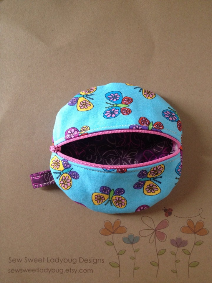 Paci Pod in Timeless Treasures Fabric  Butterfly in Aqua Girl Paci Pod Ready to Ship