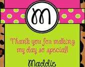 Birthday Party Leopard Dots Gift Tags Square Labels Whimsy Polka dots Personalized Tag for Party Favors Presents