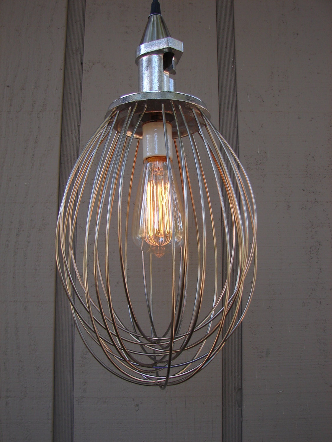 Industrial Pendant Light Upcycled Whisk