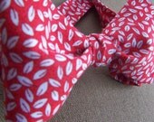 Flower Seeds- Mens/Boys Adjustable Self-Tie Bow Tie in Red and White Floral Print