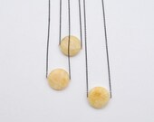 Jade Necklace : Spring Fashion - Simple Round Yellow Jade Necklace, gifts for her