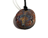 Brain Cane polymer clay oval pendant