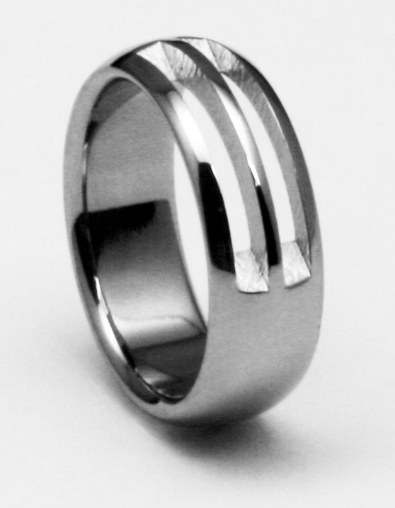 Unique Titanium Ring - Domed profile with twin slits "LaForge"